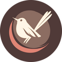 Icon of a small bird in a brown and cream colour scheme.